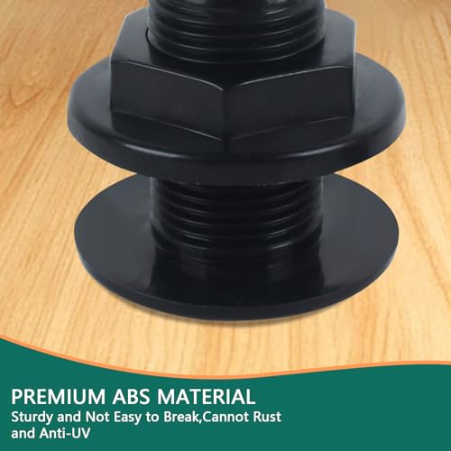 Thru Hull Fitting - 3/4" ABS Plastic Connector for Boats - Black