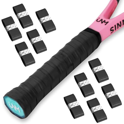 Black Tennis Racket Grip Tape - 10 Pack Anti-Slip Overgrip
