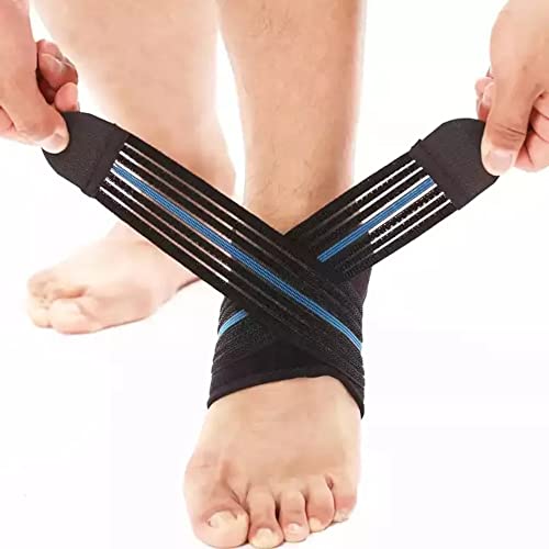 Breathable Adjustable Compression Ankle Support Brace - Blue