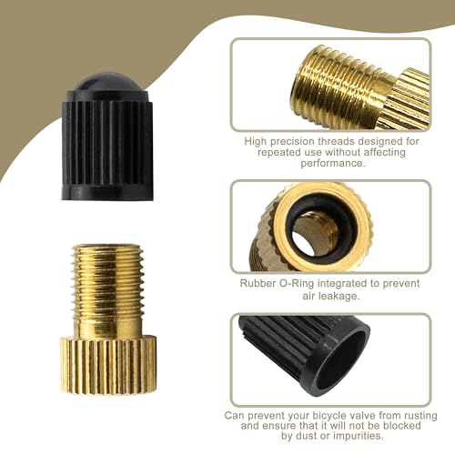 Presta to Schrader Valve Adapter for Bicycles - 2 Pack