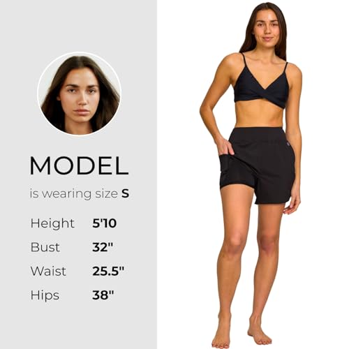 Champion Women’s 5" High Waisted Board Shorts – Black (Large)