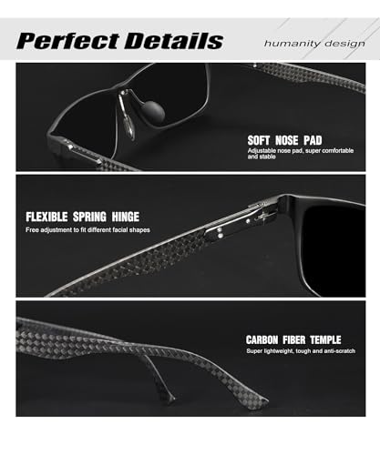 Polarized Sunglasses for Men - Rectangular Metal Frame with UV Protection