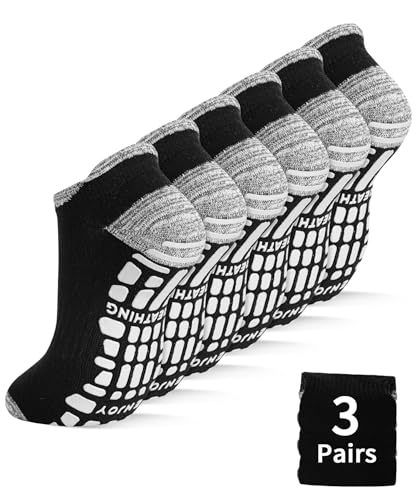 Non-Slip Grippy Socks - 3 Pairs for Yoga & Pilates - Size 7-9 Black