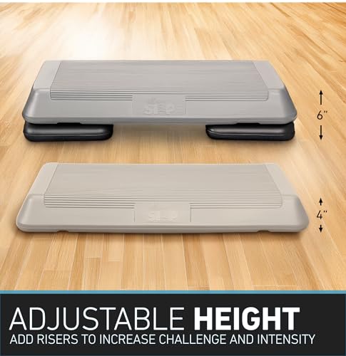 Circuit Size Aerobic Step Platform with 4 Risers - Silver/Black