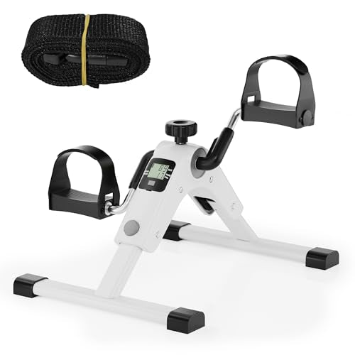 Under Desk Bike Pedal Exerciser with LCD Display - White