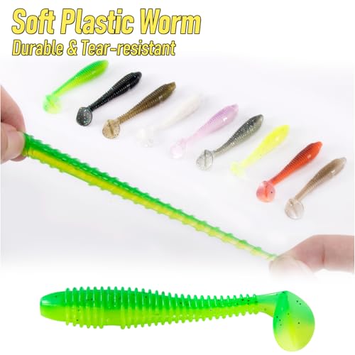 20 Pack Paddle Tail Swimbait Fishing Lures - Blue-White 2''