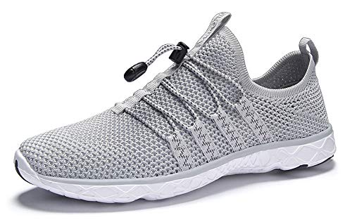 Men's Quick Drying Water Shoes - Lightweight Aqua Walk Shoes 10.5 - Light Grey
