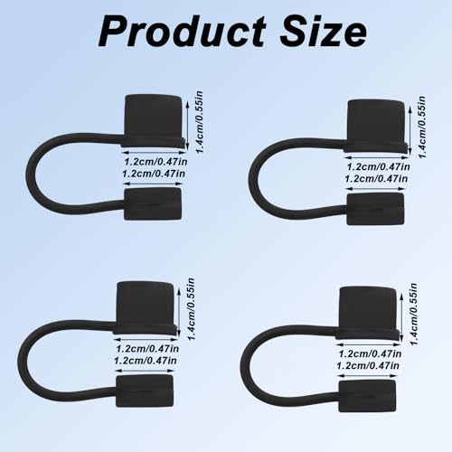Silicone Straw Tip Covers for 30oz and 40oz Tumblers - 4 Pack, Black