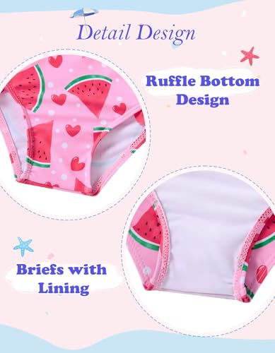 Mermaid Bikini Set for Girls - Ruffle Swimsuit, Watermelon, 5-6 Years