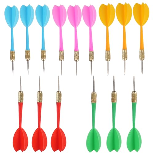 15-Piece Steel Tip Dart Set - 6g Colorful Darts for Casual Play