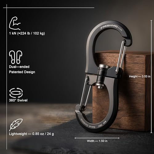 1kN Double-Ended Wiregate Carabiner Clip - Black, 5pcs