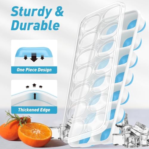 Ice Cube Tray Set with Lid - 3 Pack Silicone Trays