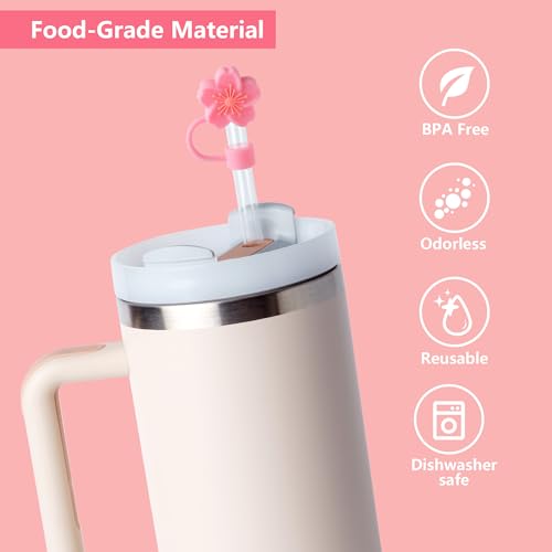6PCS Flower Silicone Straw Covers for 10mm Straws - Reusable Dustproof Toppers