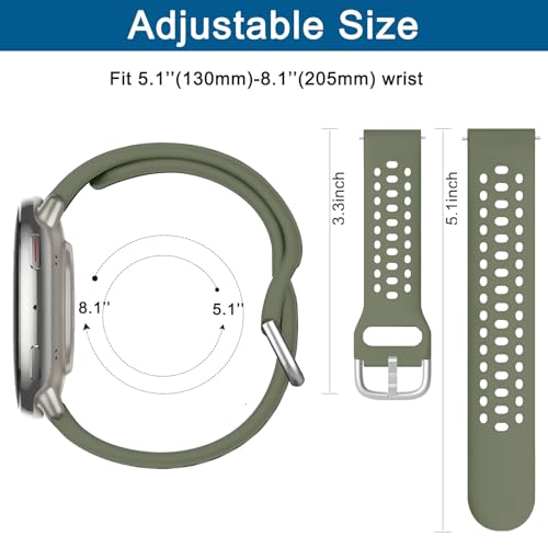 5-Pack Silicone Watch Bands for Amazfit Active & GTS - Black/Green/Gray/White