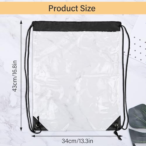 Clear Waterproof Drawstring Backpack - 2 Pack, Black