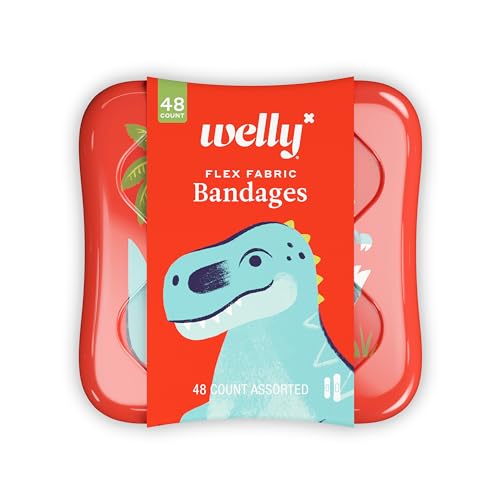 Welly Dinosaur Bandages 48-Count Flex Fabric Adhesive Bandages Spoilt Tin