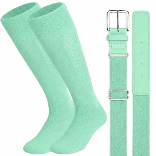 Baseball Socks and Belt Combo - Mint Green, Small Size