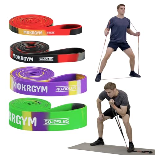 Resistance Bands Set - Natural Rubber, 10-125LBS for Home & Gym Workouts