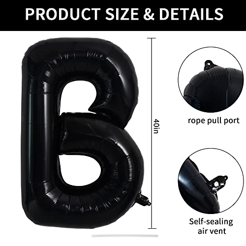 40 Inch Black B Jumbo Foil Balloon - Birthday Party Decoration