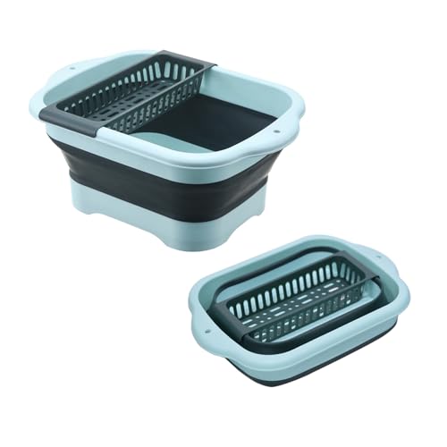 WMKJDS 11L Green Collapsible Dish Basin with Drain Plug - Portable Outdoor Sink