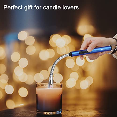 USB Rechargeable Electric Candle Lighter with 360° Flexible Neck - Dark Blue