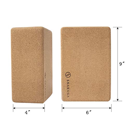 Cork Yoga Block 2 Pack - Non-Slip 9"x6"x4" for Pilates & Fitness