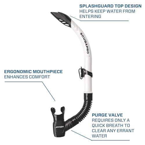 SCUBAPRO Escape Semi-Dry Snorkel White with Purge Valve & Splashguard