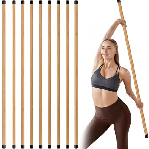 5ft Bamboo Yoga Stick Set - 6 Pcs Non-Slip Stretching Tool