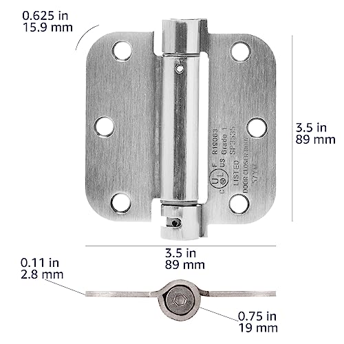 Self-Closing Door Hinge - 3.5 Inch x 3.5 Inch - Satin Nickel - 1 Piece