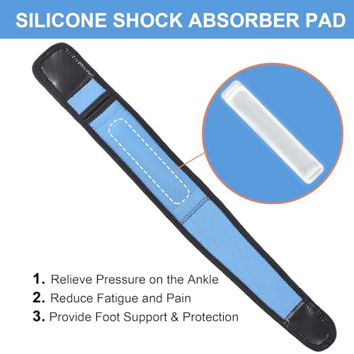 Achilles Tendonitis Brace - Adjustable Ankle Strap with Silicone Pad - Blue