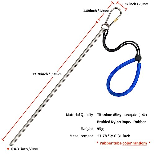 TiTo Titanium Diving Pointer Stick 14in/35cm with Measurement & Lanyard - Titanium Color