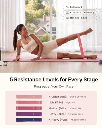 Pilates Ring Set - 14" Magic Circle, 9.8" Ball, 5 Resistance Bands - Pink