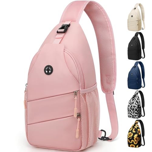 Pink Medium Crossbody Bag for Women Men - Convertible Sling Backpack
