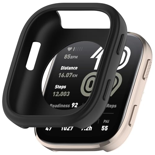 Silicone Sport Band & Case Cover for Amazfit Bip 6 - Black