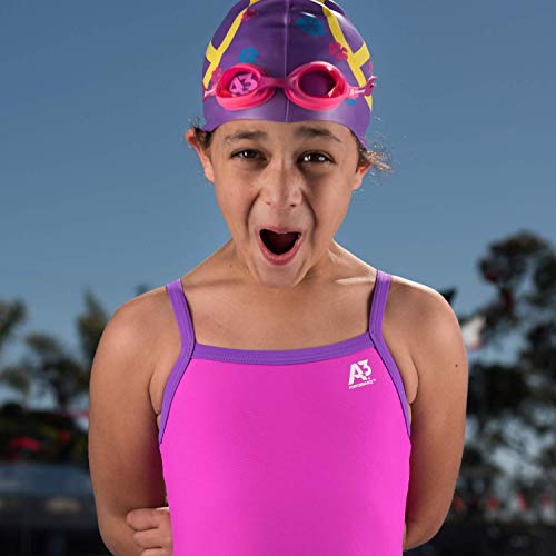 A3 Flex Youth Swim Goggles Purple/Pink - Leak-Free Kids Swimming Goggles with Easy Adjust Straps