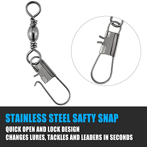 Fishing Snap Swivels - 50 Pack Stainless Steel Interlock Snaps #14 26Lb