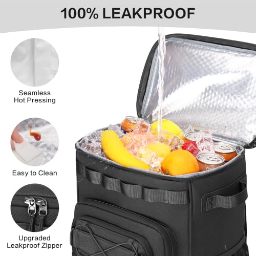 Hafmall 48 Can Tactical Cooler Backpack Black Insulated Leakproof 30L