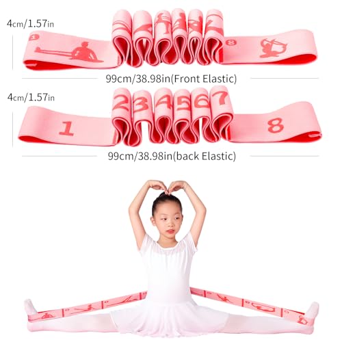 Kids Stretching Strap with 8 Loops - Pink Dance & Gymnastics Band