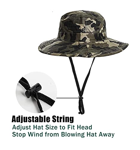 Kids Camouflage Sun Bucket Hat - 7-14 Years / Army Green