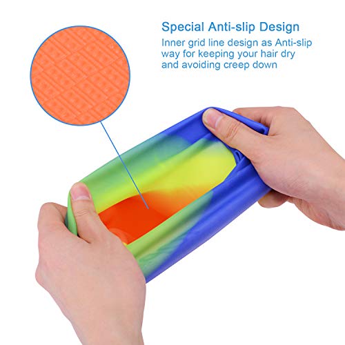 2-Pack Silicone Swim Caps for Kids - Pink & Blue Green