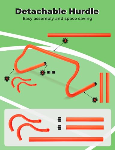Hexagonal Agility Rings Set - 6 Rings with Connectors & 5 Speed Hurdles