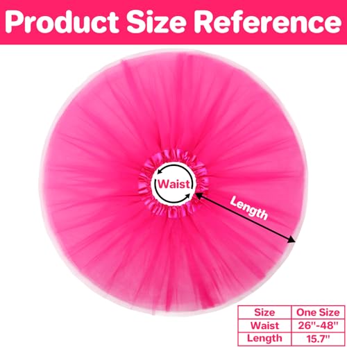 Hot Pink 5-Layer Tulle Women's Fluffy Skirt, 80s Adult Halloween Tutu, One Size