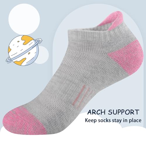 Comfoex Kids' Ankle Athletic Socks 8 Pairs 10-12 Years Grey Cushioned Sole