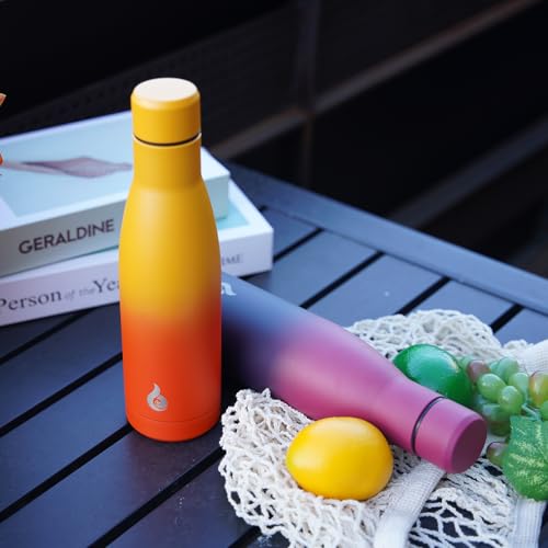 BJPKPK 12 oz Reusable Insulated Stainless Steel Water Bottle - Sunset Orange