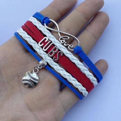 Infinity Love Cubs Baseball Bracelet - Handmade Sports Charm