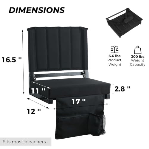 Padded Stadium Seats with Back Support for Bleachers - 2.8" Thick
