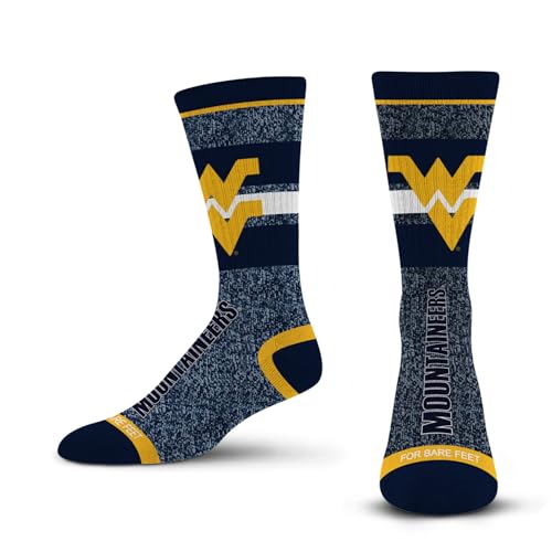 NCAA West Virginia Mountaineers Marble Spotlight Crew Socks - Large
