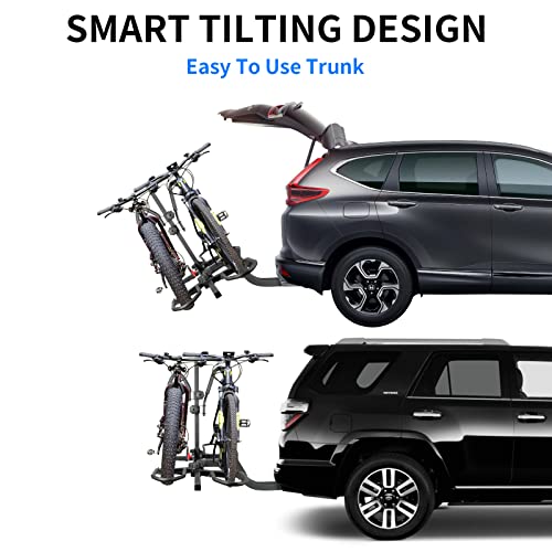 Smart Tilting Folding Bicycle Rack for 2 Bikes, 160 lbs Capacity