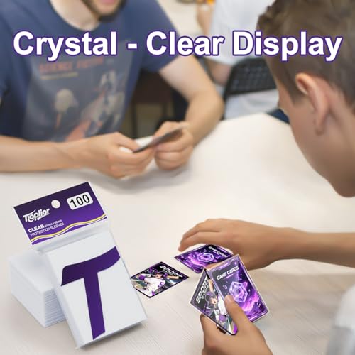 Clear Trading Card Sleeves - 200 Count Soft Plastic Protectors for Standard Cards