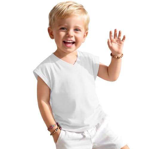 Cotton Athletic Tank Top for Toddler Boys - 5T / White